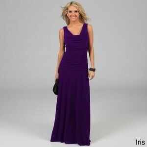 NWOT Night Way Collections Women’s Deep Purple Maxi Dress,Sz 12 , 95%polyester.